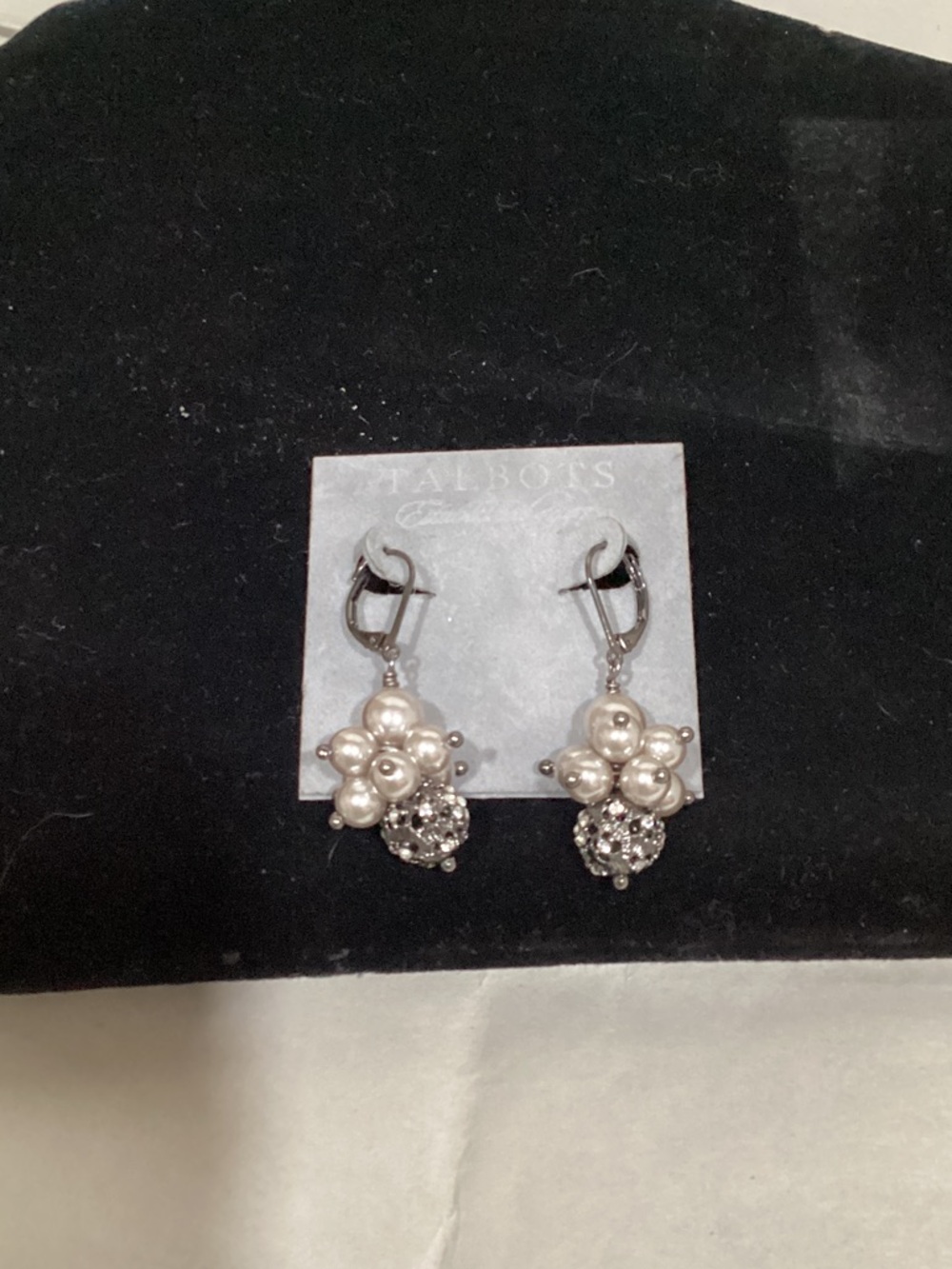 Talbots Silver-Tone Pearl Cluster Drop Earrings